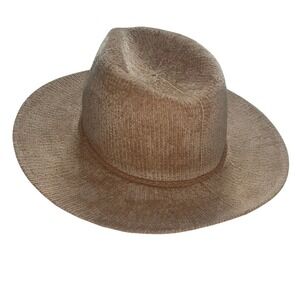 Nine West Women's Tan Corduroy Wide Brim Fedora Hat Fashion Accessory